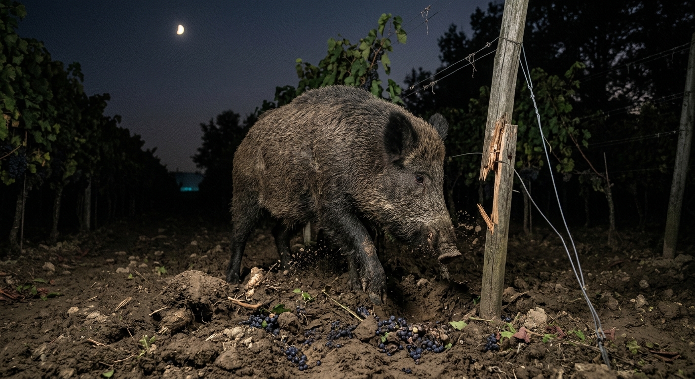 Sanglier qui ravage les vignes